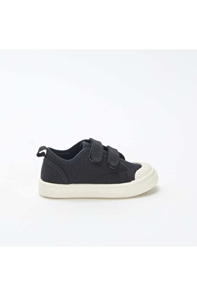 KIABI Low-top canvas trainers with hook and loop fastening BLACK