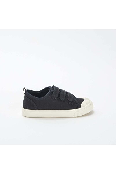 KIABI Low-top canvas trainers with hook and loop fastening BLACK