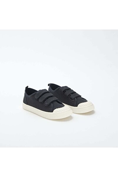 KIABI Low-top canvas trainers with hook and loop fastening BLACK