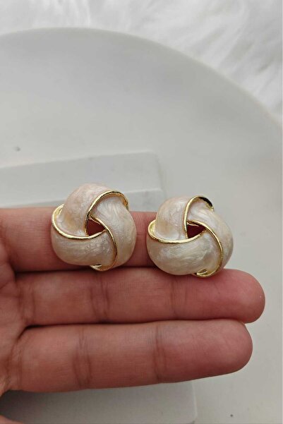 KYOLA DESİGN Mineli Bombeli Gold Kadın Küpe