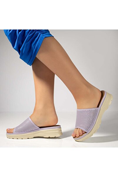 BMoD Sandale damă mov cu talpă groasă și perforații MOD09189