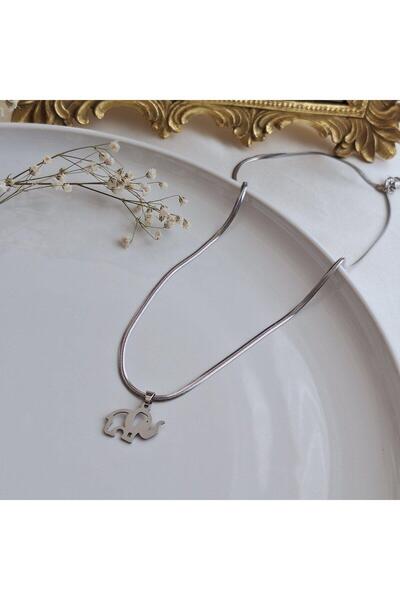 Svc Aksesuar Çelik Italyan Zincir Fil Figürlü Kolye (48CM)