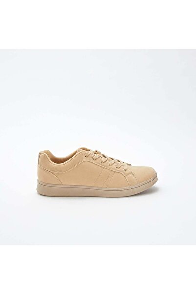 KIABI Plain low-top faux suede trainers BEIGE