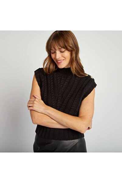 KIABI Sleeveless jumper with pretty buttons black
