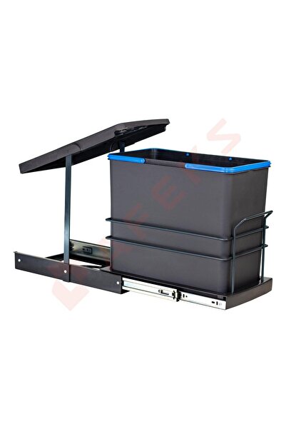 Afeks Evine Değer Pyramith Antrasit 24 Litre Teleskopik Raylı Çöp Kovası (P-9...