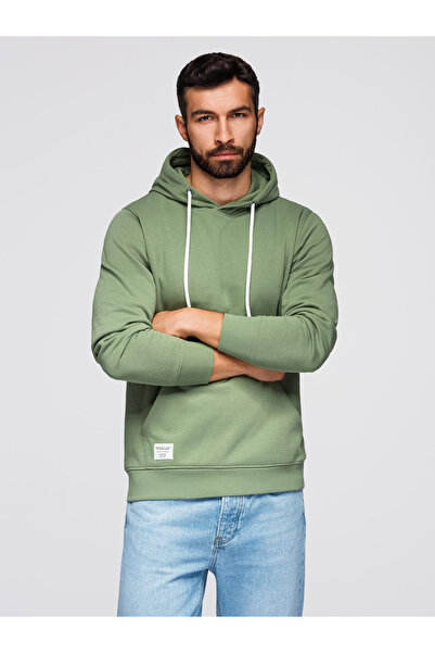 OMBRE Pánská mikina s kapucí - zelená V3 OM-SSBN-0177