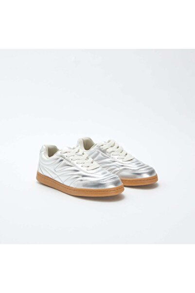 KIABI Low-top textured silver trainers GREY