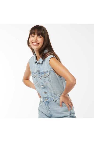 KIABI Sleeveless denim jumpsuit BLUE