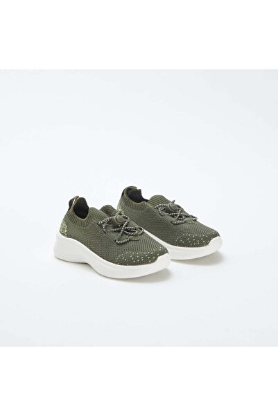 KIABI حذاء جري بأربطة مرنة كاكي