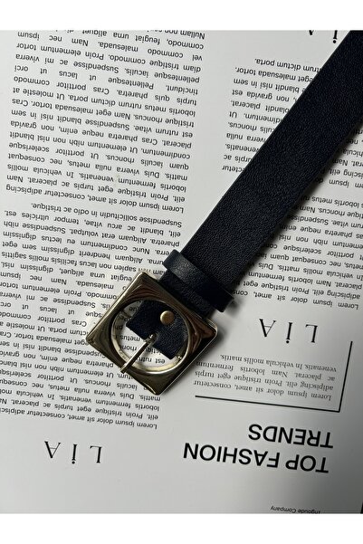 LİA KEMER Kare Accessory Gold Buckle Women's Belt, Daily Belt, Jacket Belt, Pants Belt