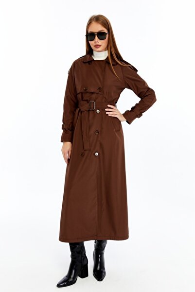 Jamila Reglan Kol Mevsimlik Astarlı Tam Boy Kadın Trençkot, Kap