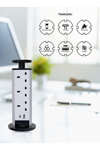 UNİTED POWER مقبس طاولة منبثق | مقبس طاولة مخفي مفتوح بالضغط