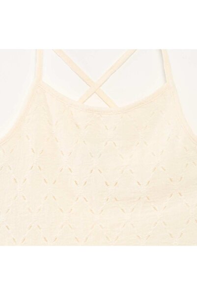 KIABI Textured knit vest top with spaghetti straps WHITE