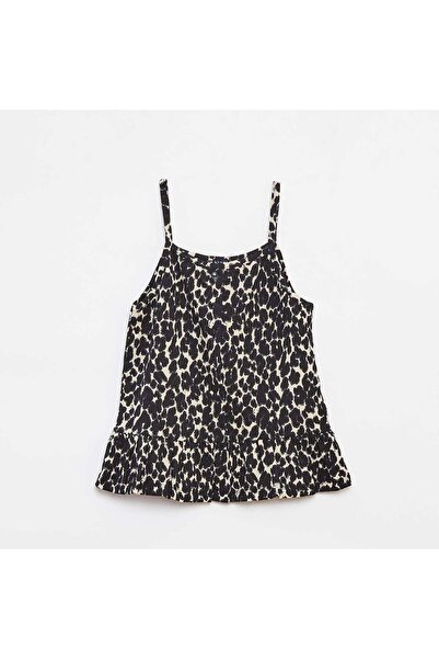 KIABI CrÃªpe knit fabric vest top with narrow straps BLACK