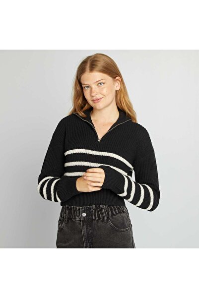 KIABI Jumper with high zip-up neckline BLACK