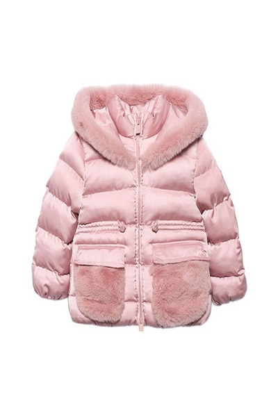 Abel & Lula معطف فرو للفتيات من أبيل ولولا - وردي