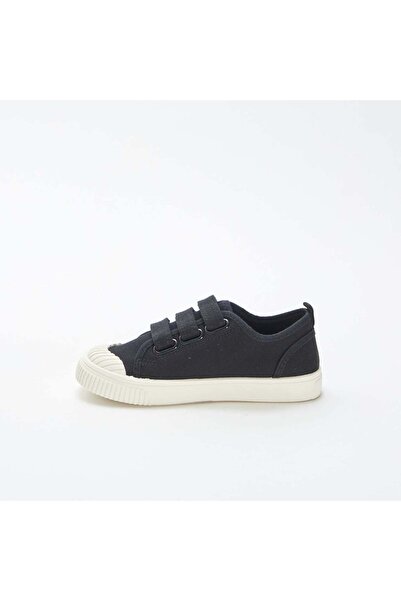 KIABI Low-top canvas trainers with hook and loop fastening BLACK