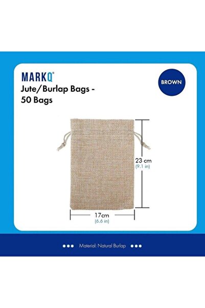 MARKQ [Pack of 12] Burlap Bags with Drawstring 17x23 cm – Jute Gift Bags for Wedding, Jewelry & Favors