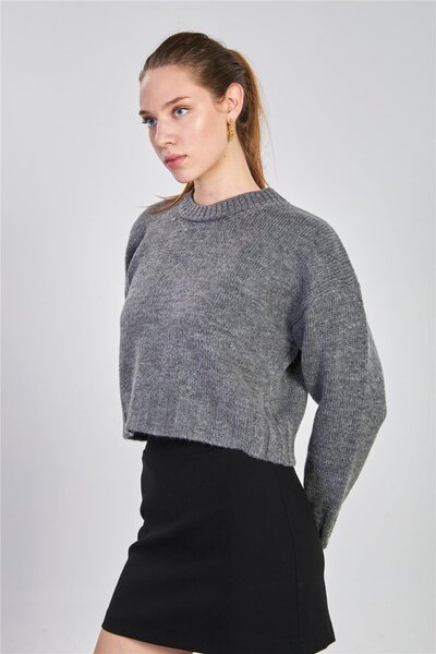 BARRELS AND OIL Women's Long Sleeve Knit Sweater - Anthracite