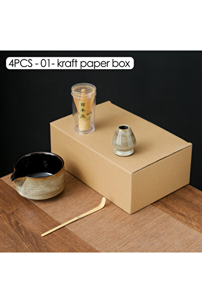 choice2 4 قطع من صندوق كرافت 01، 4/6/7 قطع من خلاط الماتشا الياباني مع خفاقة من الخيزران وفرشاة الماتشا وملعقة صغيرة من الفرن