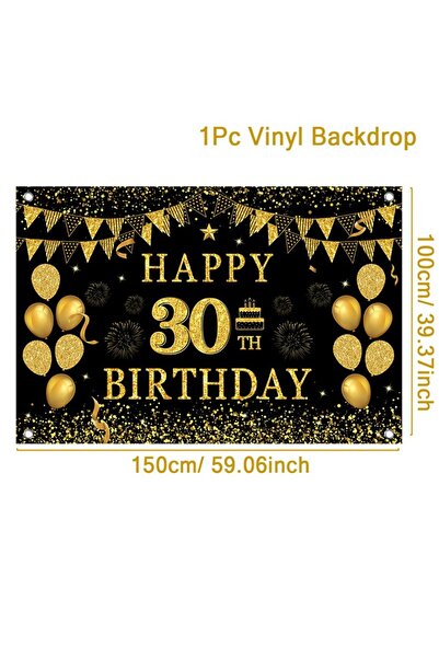 Choice1 style 2 Black Gold Birthday Background 18 30 40 50 60 Year Birthday P...