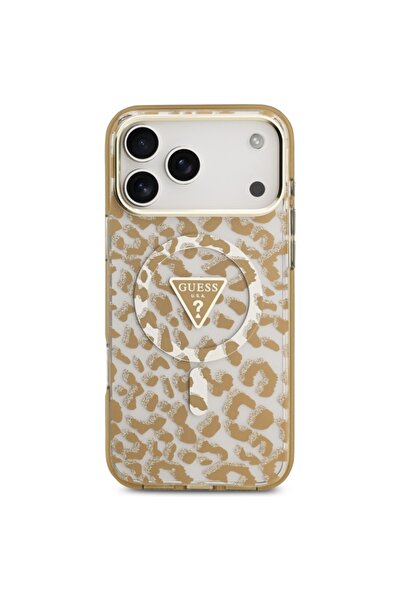 Guess Θήκη για iPhone 17 Pro, MagSafe με γκλίτερ σε χρώμα λεοπάρ, καφέ