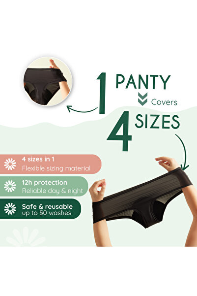 FemiEko Femi.Eko® Flexi – Extra Absorbent Reusable Period Underwear, Cotton & Hemp, Size 4 in 1
