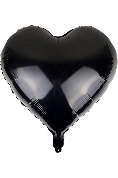 Zanzibar Siyah Kalp Folyo Balon 18 Inç - 45 Cm