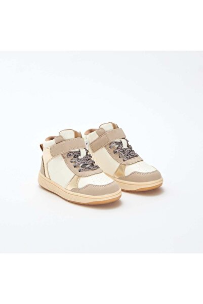 KIABI High-Top Sneakers with Hook-and-Loop Fastener BEIGE