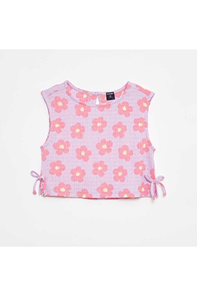 KIABI Patterned waffle-knit vest top PURPLE