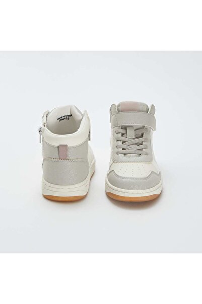 KIABI High-top trainers with hook-and-loop and lace-up fastening GREY