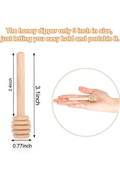 MARKQ [12 Pcs] Wooden Honey Dipper Sticks 8 cm – Honeycomb Stirrers for Jars, Drizzling & Favors