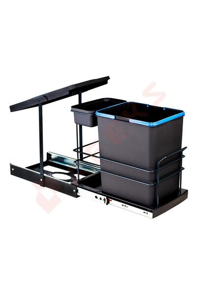 AFEKS P-9155 Teleskopik Raylı Çöp Kovası 16 + 1 Litre Antrasit