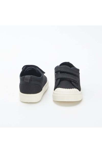 KIABI Low-top canvas trainers with hook and loop fastening BLACK