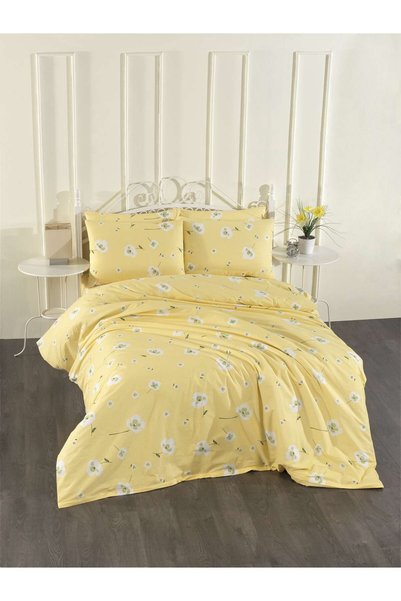 Rasel Tekstil Cotton Double Yellow Elastic Sheet Duvet Cover Set