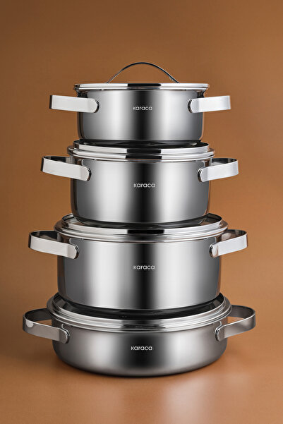 Karaca Power Steel 316+ 3Ply Discovery İndüksiyon Tabanlı 8 Parça Çelik Tence...