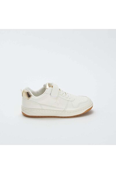KIABI Low-top trainers with hook and loop fastening and laces BEIGE