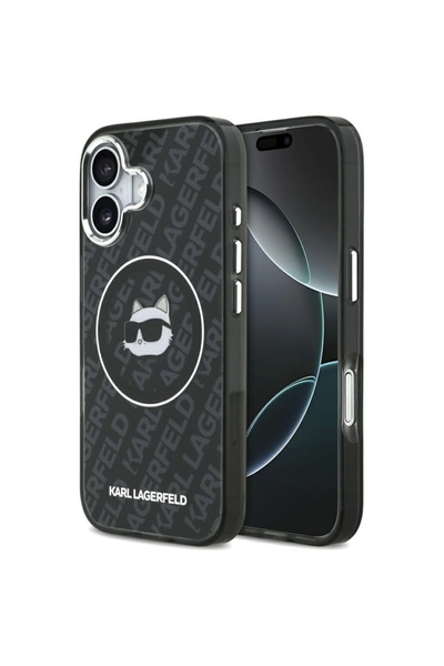 Karl Lagerfeld Θήκη για iPhone 17, IML Glitter K&C Heads με λογότυπο MagSafe, διάφανη μονόχρωμη Karl&Choupette