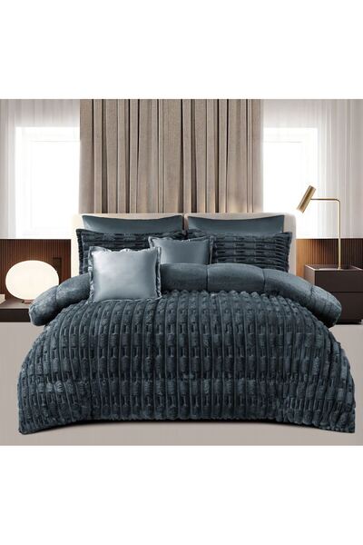 Roshen Winter double bed set, 6 pieces, made of soft velvet and luxurious fur to give you a feeling of warmth and comfort, size 250*230