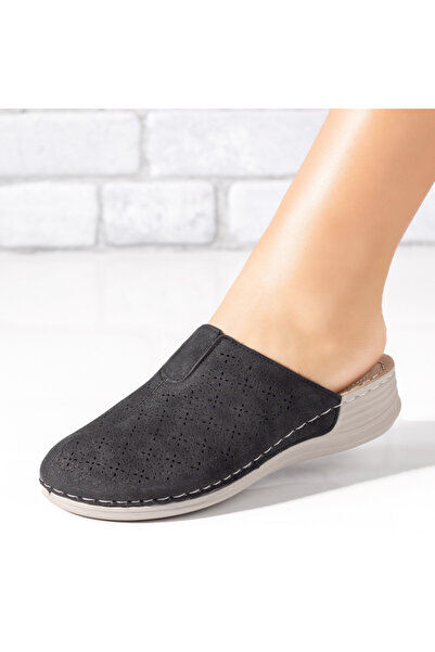 Modlet.ro Saboți negri cu platformă și perforații pentru femei MOD09309