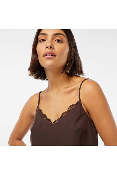 KIABI Vest top with lace around the neckline BROWN