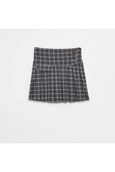 KIABI Flared skirt with check pattern GREY