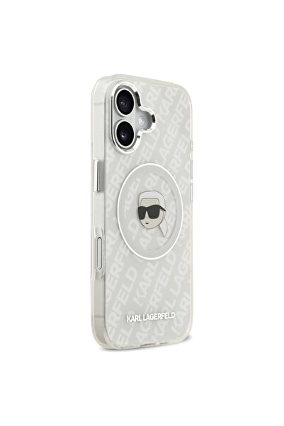 Karl Lagerfeld Case for IPhone 17, IML Glitter K&C Heads Logo MagSafe, Clear Mono Karl&Choupette