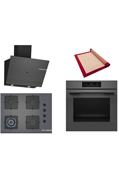 Bosch Gri 3 lü Ankastre Set (HJG852YN0T-POH7C9P30O-DWK67PJ70T) 3D Fry Hava - ...