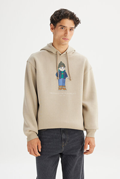 Lee Cotton Fleece Lined Regular Fit Hooded Sweatshirt with Logo Detail