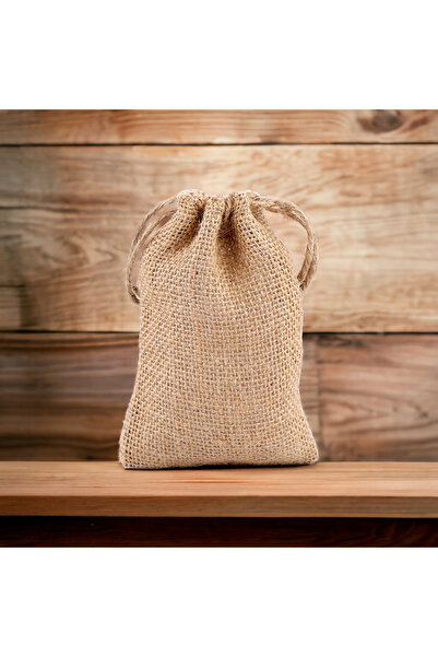 Crisalida Saculet decorativ rustic iuta Crisalida, 9 x 14 cm, Ecru natur