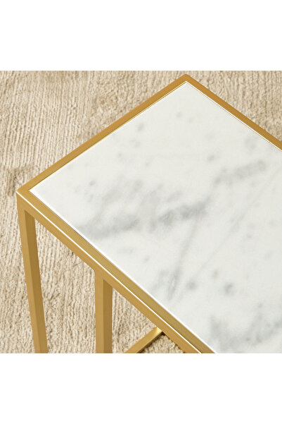 Lifestyle Marble Top Side Table - 45x25x56 cms