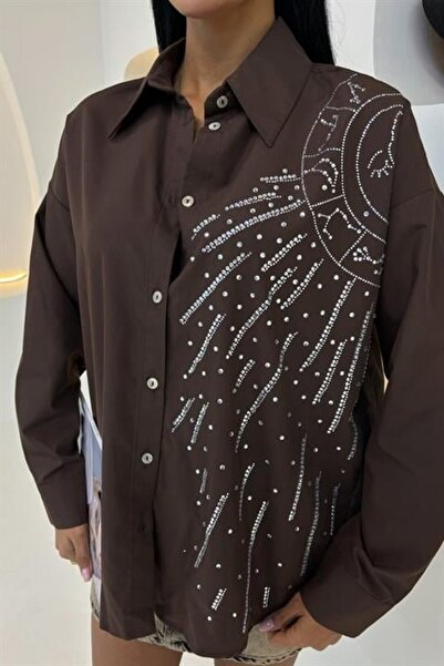 HAZEGO Moon Figured Stone Embroidered Poplin Shirt 3440