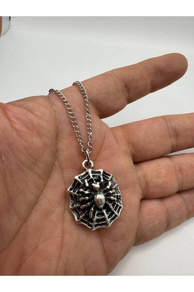 Herşey Nota Unisex Necklace with Tarantula Figure on a Spider Web – Symbol of Power, Fate, and Protection Energy