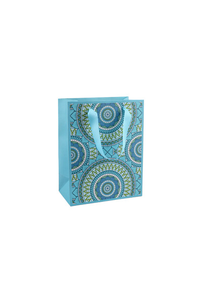 Crisalida Crisalida paper gift bag, 18 x 23 x 10 cm, Azure blue mandalas